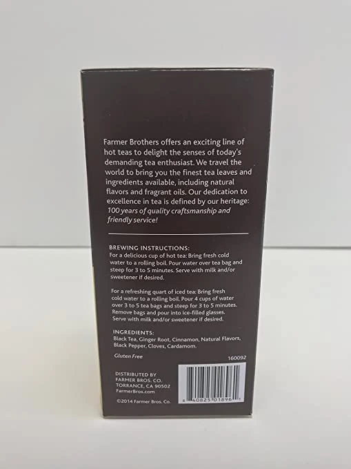 Farmer Brothers Premium:Chai Spice Hot Black Tea, 1/25 Ct Tea Box 2 Farmer Brothers Premium:Chai Spice Hot Black Tea, 1/25 Ct Tea Box - Image 2