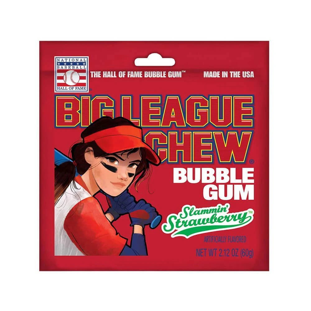 Big League Chew Girl Bubble Gum Packs - Strawberry: 12-Piece Box 1 Big League Chew Girl Bubble Gum Packs - Strawberry: 12-Piece Box