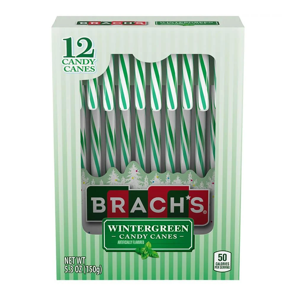 Brach's Wintergreen Candy Canes 12-PC Box 1 Brach's Wintergreen Candy Canes 12-PC Box