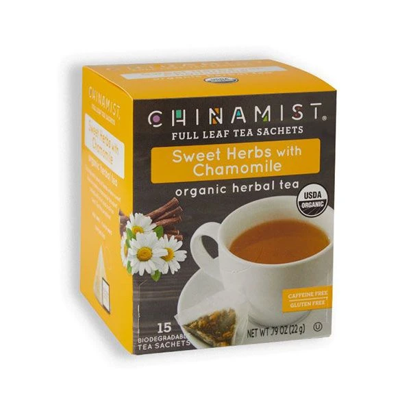 China Mist - Organic Sweet Herbs With Chamomile Herbal Tea Sachets, 15 Count Box 1 China Mist - Organic Sweet Herbs With Chamomile Herbal Tea Sachets, 15 Count Box