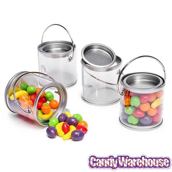 Clear Candy Pail With Metal Lid - 4-Ounce: 6-Piece Set 2 Clear Candy Pail With Metal Lid - 4-Ounce: 6-Piece Set - Image 2
