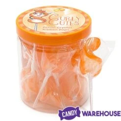 CurlyCutes Petite Crystal Ribbon Pops - Orange: 20-Piece Jar -Food And Beverage Store curlycutes petite crystal ribbon pops orange 20 piece jar candy warehouse 5