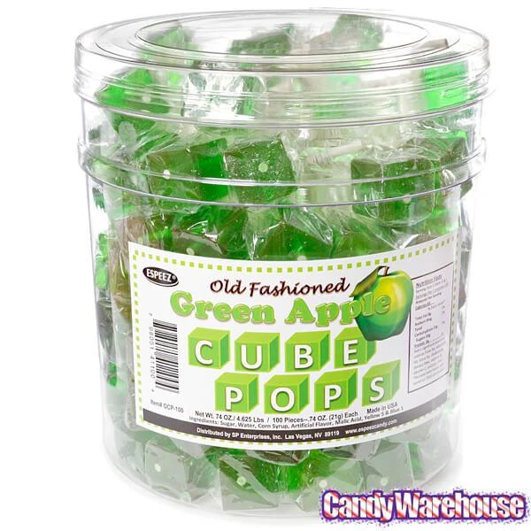 Espeez Cube Pops - Green Apple: 100-Piece Tub 2 Espeez Cube Pops - Green Apple: 100-Piece Tub - Image 2
