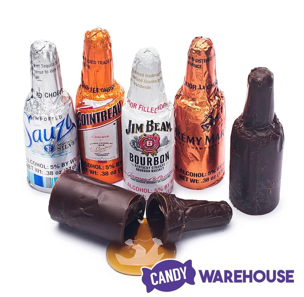 Foiled Chocolate Bottles With Liquor Filling: 24-Piece Display 2 Foiled Chocolate Bottles With Liquor Filling: 24-Piece Display - Image 2