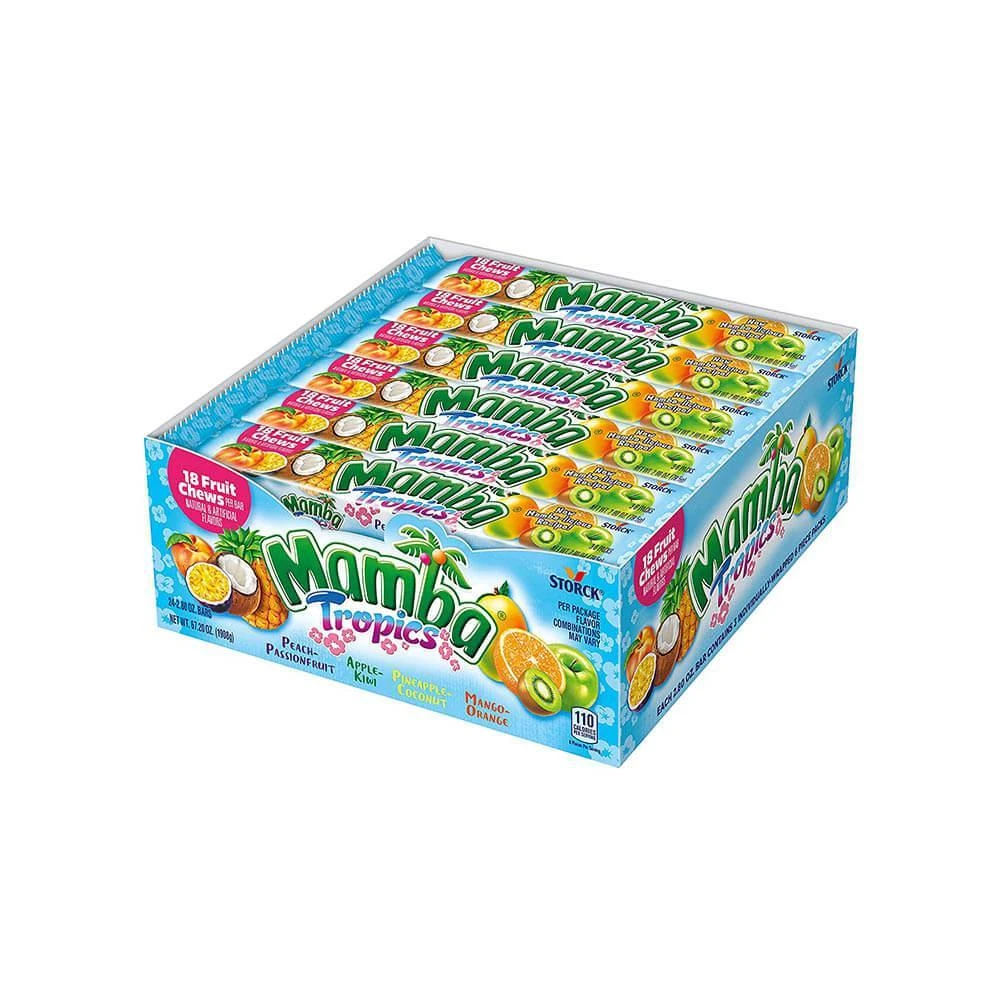 Mamba Fruit Chews Candy Bars - Tropics : 24-Piece Box 1 Mamba Fruit Chews Candy Bars - Tropics : 24-Piece Box