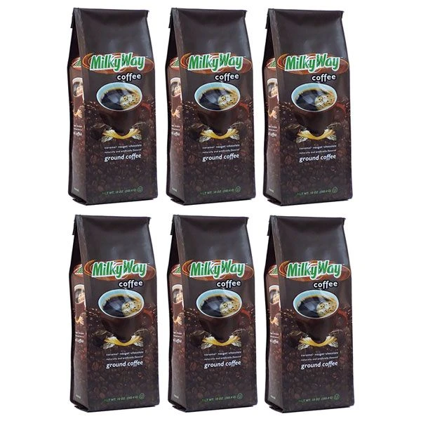 Milky Way Caramel, Nougat And Chocolate, Naturally And Artificially Flavored Ground Coffee,6/10 Oz Bags 1 Milky Way Caramel, Nougat And Chocolate, Naturally And Artificially Flavored Ground Coffee,6/10 Oz Bags