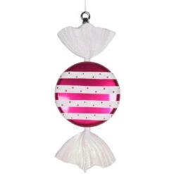 Pink And White Stripe Candy Ornament - 13 Inch