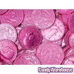 Pink Foiled Milk Chocolate Coins: 1LB Bag -Food And Beverage Store pink foiled milk chocolate coins 1lb bag candy warehouse 3