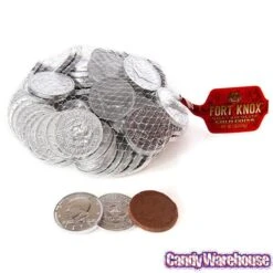 Silver Foiled Milk Chocolate Coins: 1LB Bag -Food And Beverage Store silver foiled milk chocolate coins 1lb bag candy warehouse 3