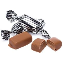 Silver With Black Stripes Wrapped Mocha Chocolate Meltaways: 1LB Bag