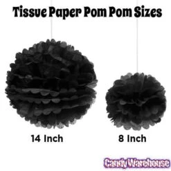 Tissue Paper 14-Inch Pom Pom - Black -Food And Beverage Store tissue paper 14 inch pom pom black candy warehouse 3