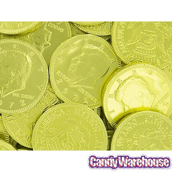 Yellow Foiled Milk Chocolate Coins: 1LB Bag 2 Yellow Foiled Milk Chocolate Coins: 1LB Bag - Image 2