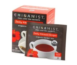 China Mist - Zesty Hibiscus Ginger Organic Black Full Leaf Tea Sachet, 4 Boxes 15 Count Each -Food And Beverage Store zestyhibiscusginger teasachets box 730x616 1 1
